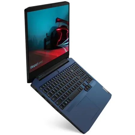 Laptop Gaming Lenovo IdeaPad 3 15ARH05 cu procesor AMD Ryzen 5 4600H pana la 4.00 GHz, 15.6", Full HD, 8GB, 256GB SSD, NVIDIA GeForce GTX 1650 Ti 4GB, Free DOS, Chameleon Blue