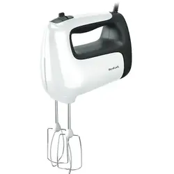 Mixer de mana Tefal Prep'Mix HT461138, 500W, 5 viteze, Turbo, 2 accesorii pentru aluat, 2 teluri, picior pasator, alb