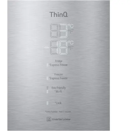 Combina frigorifica LG GBB92STACP, 384 l, Clasa C, No Frost, Smart Diagnosis, Wi-Fi, H 203 cm, Argintiu