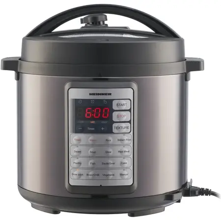 Multicooker Heinner Alacarte 38BK HPCK-38BK, 1000W, 5.7l, 14 programe, gatire sub presiune, presiune maxima 80 kPa (0.8 bar), afisaj LED, Negru/Inox