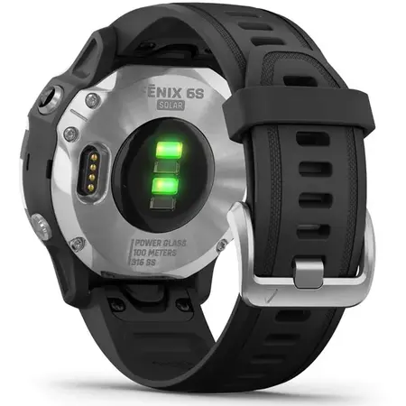 Ceas smartwatch Garmin Fenix 6S, Solar Silver/Black Band GPS, 42 MM