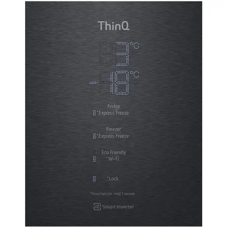 Combina frigorifica LG GBB569MCAMB, 451 Litri, Clasa E, No Frost, No Frost, Compresor Smart Inverter, Door Cooling, Fresh balancer, ThinQ WiFi, H 185 cm, Negru