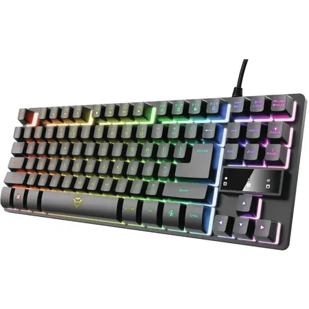 Tastatura gaming Trust GXT 833 Thado TKL, iluminare rainbow, Negru