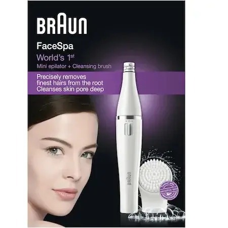 Epilator facial Braun SE810 Face, 10 prinderi, Perie curatare cu micro-oscilatii, Alb