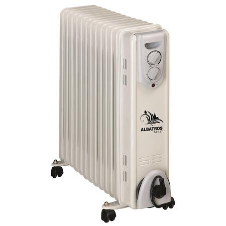 Radiator electric cu ulei Albatros RA-13T, 13 elementi, 3000 W, 3 trepte de putere, Termostat reglabil, Rotiţe pentru deplasare, Alb