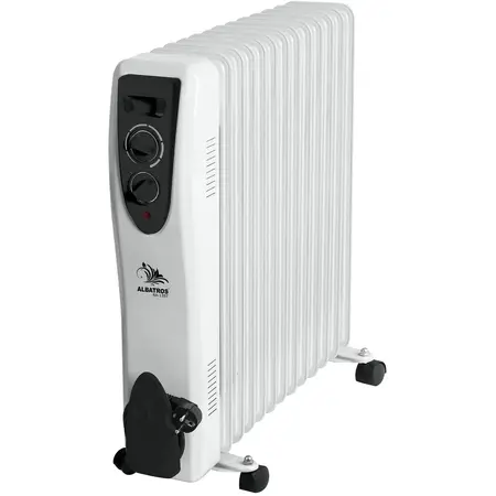 Calorifer electric Albatros RA-13ST, 3000 W, 3 trepte de putere, 13 elemenţi, Termostat reglabil, Alb/negru