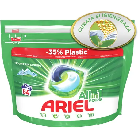 Detergent capsule Ariel All in One PODS Mountain Spring, 54 spalari