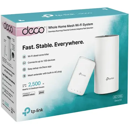 Sistem wireless Mesh Complete Coverage - router AC1200 Whole-Home, Deco E3(2-pack)