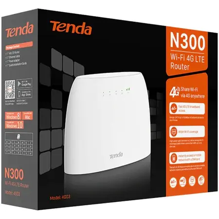 Wireless Router 4G03; N300 wireless router Fast Ethernet Single- band (2.4 GHz) 3G 4G