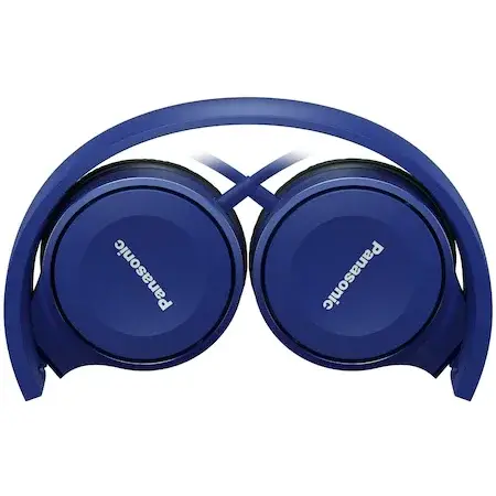 Casti Audio On ear pliabile Panasonic RP-HF100ME-A, Cu fir, Functie Bass, Microfon, Albastru