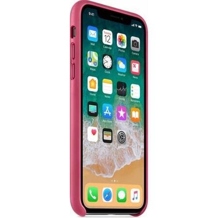 Husa de protectie Apple pentru iPhone X, Piele, Pink Fuchsia