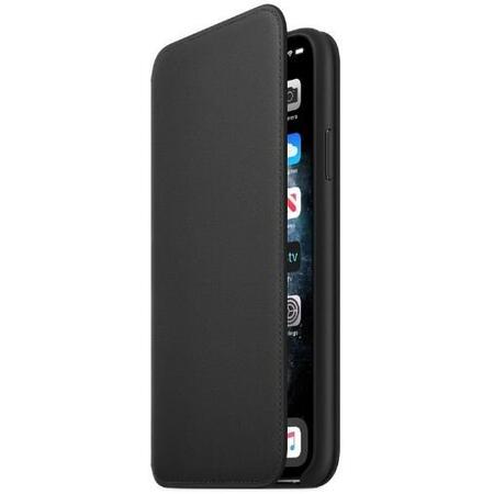 Husa de protectie Apple pentru iPhone 11 Pro Max, Leather Folio - Black