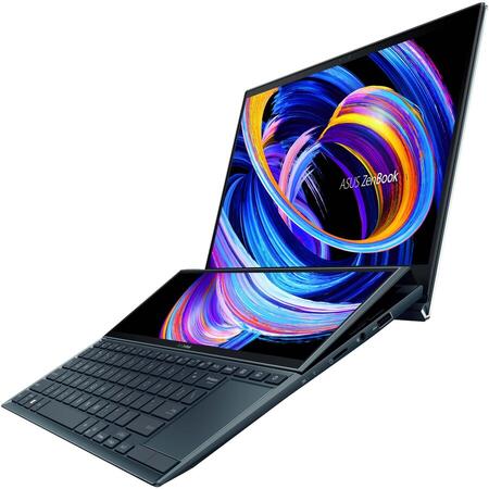 Laptop ultraportabil ASUS ZenBook Duo 14 UX482EG cu procesor Intel® Core™ i7-1165G7 pana la 4.70 GHz, 14", Full HD, 32GB, 1TB SSD, NVIDIA® GeForce® MX450 2GB, Windows 10 Pro, Celestial Blue