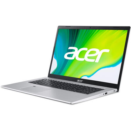 Laptop Acer 17.3'' Aspire 5 A517-52, FHD IPS, Intel Core i7-1165G7, 16GB DDR4, 1TB HDD + 256GB SSD, Intel Iris Xe, Win 10 Pro, Silver