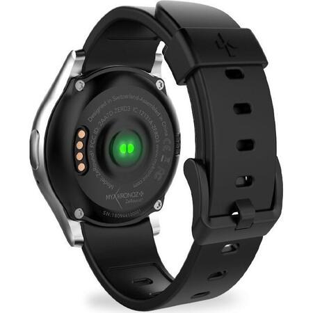 Smartwatch MyKronoz ZeRound 3 Full Amoled, Rezistent la apa IP67, Optical HR, Argintiu/Negru