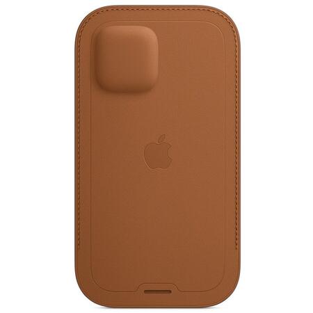 Husa de protectie Apple pentru iPhone 12 | 12 Pro, Leather Sleeve, MagSafe, Saddle Brown