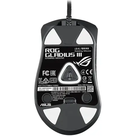 Mouse gaming ASUS ROG Gladius III, RGB, switch-uri Omron, 19000 dpi, design exclusiv socket push-fit II, ROG Omni Mouse Feet, ROG Paracord, iluminare Aura Sync, Negru