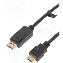 LOGILINK Cablu video DisplayPort (T) la HDMI (T), 2m, conectori auriti, rezolutie maxima 4K UHD (3840 x 2160) la 30 Hz, negru