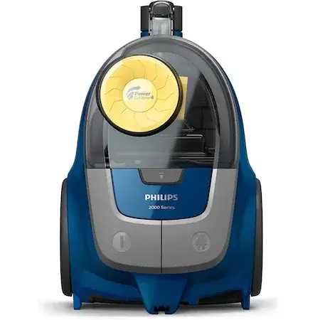 Aspirator Philips fara sac Seria 2000 XB2125/09, tehnologie PowerCyclone 4, 850w, filtru de aer Super Clean, perie multifunctionala, design compact si usor, 9m lungime, Albastru