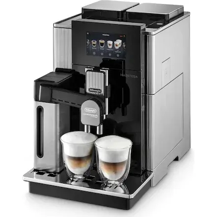Espressor automat DE’LONGHI MAESTOSA EPAM 960.75.GLM, 1450W, 19 bari, 2.5l, 2 rasnite, Sistem LatteCrema, Carafa pentru ciocolata si gheata, Coffee Link App, Negru/Inox