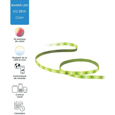 Banda LED RGB inteligenta WiZ Starter Kit, Wireless, Bluetooth, echivalent 20W
