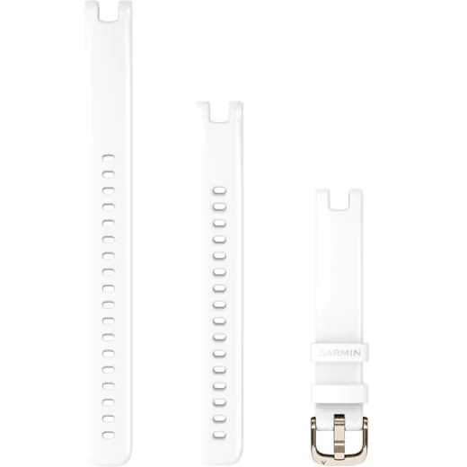 Curea ceas smartwatch Garmin Lily (14 mm), Silicon alb, Catarama aurie