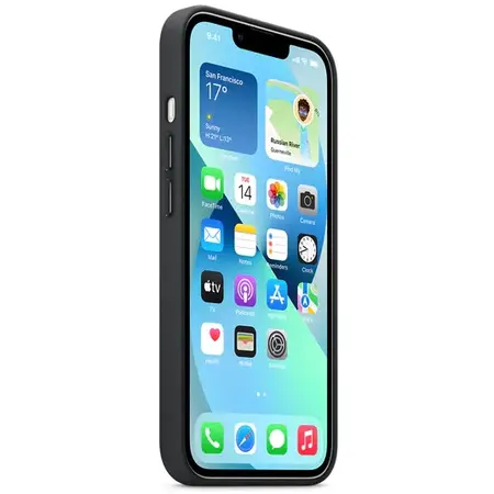 Husa de protectie Apple Leather Case with MagSafe pentru iPhone 13, Midnight