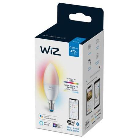 Bec LED RGBW inteligent WiZ Colors, Wi-Fi, C37, E14, 4.9W (40W)