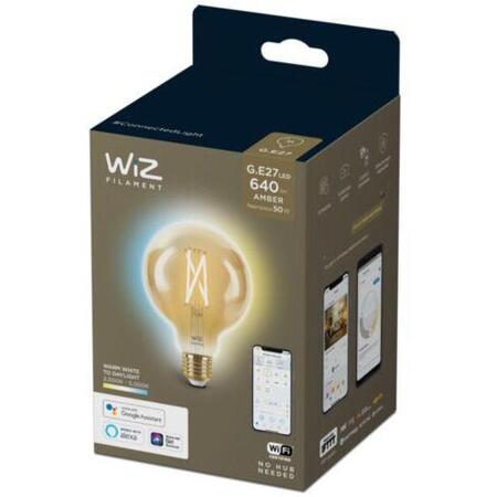 Bec LED inteligent vintage auriu WiZ Filament Whites, Wi-fi, G95, E27, 6.7W(50W)