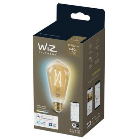 Bec LED inteligent vintage WiZ Filament Whites, Wi-Fi, ST64, E27, 6.7W (50W)