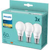 Philips Pachet 3 becuri LED, A60, E27, 8W (60W), 806 lm, lumina alba calda (2700K)
