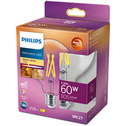 Philips Bec LED Classic G93, Dimabil, E27, 5.9W (60W), 806 lm, lumina calda (2200-2700K)