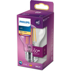 Philips Bec LED Classic A60, EyeComfort, E27, 7W (60W), 806 lm, lumina alba calda (2700K)
