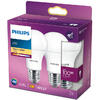 Philips Pachet 2 becuri LED A60, EyeComfort, E27, 13W (100W), 1521 lm, lumina alba calda (2700K)