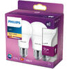 Philips Pachet 2 becuri LED A60, EyeComfort, E27, 11W (75W), 1055 lm, lumina alba calda (2700K)