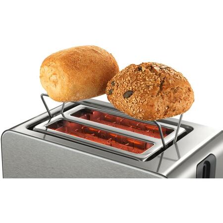Prajitor de paine Bosch TAT7S25, 1050 W, 2 felii, Dezgheţare, Incalzire, Tasta Stop, Argintiu/grafit