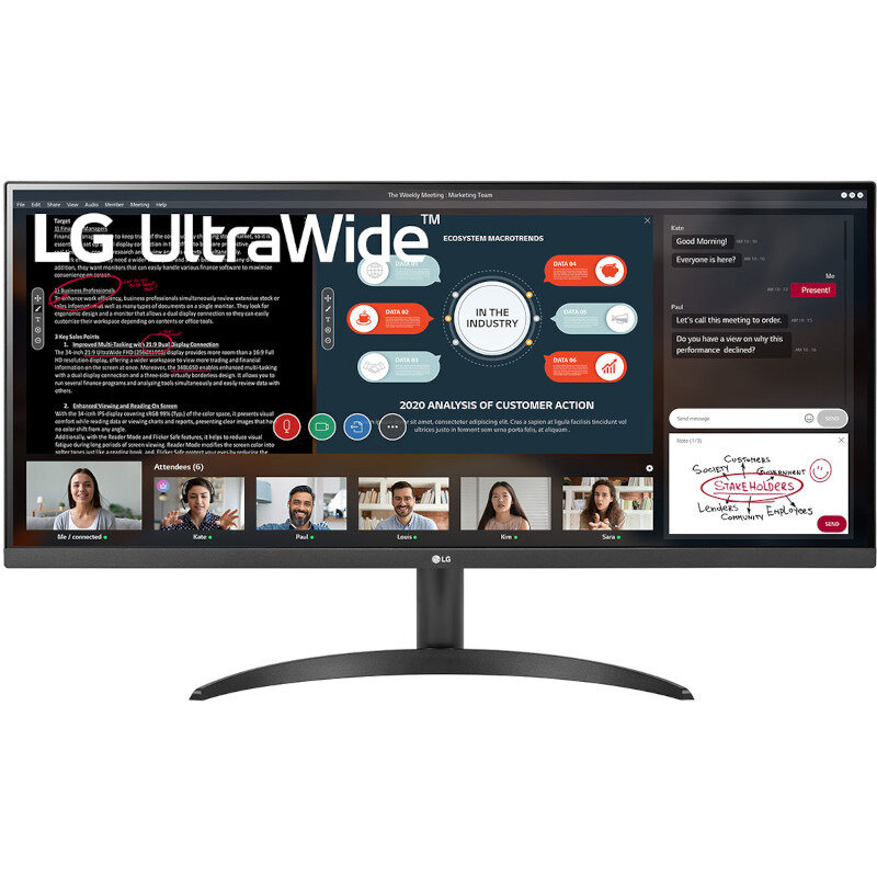 Monitor 34 LG 34WP500-B, UW FHD, AMD FreeSync, Flicker Safe, HDR10, negru