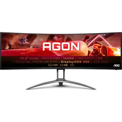 Monitor gaming curbat LED VA AOC 48.8", DFHD, DisplayPort, 144Hz, HDR 400, Vesa, Negru/Rosu