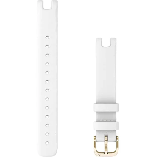 Curea ceas smartwatch Garmin Lily (14 mm), Piele alba, Catarama aurie