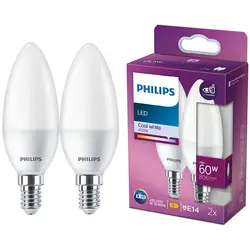 Philips Pachet 2 becuri LED B38, E14, 7W (60W), 806 lm, lumina alba rece (4000K)