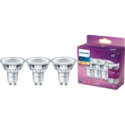 Philips Pachet 3 becuri LED spot Classic, GU10, 4.6W (50W), 355 lm, lumina alba calda (2700K)