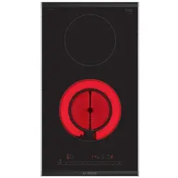 Plita incorporabila Bosch PKF375FP2E, Vitroceramica, 2 zone de gatit, HighSpeed, 30 cm, Negru