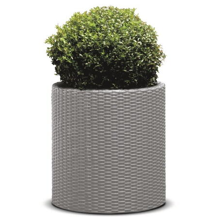 Ghiveci cilindric imitatie ratan Cylinder M, gri