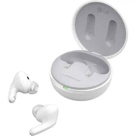 Casti In-Ear LG TONE Free FP5, True Wireless, Bluetooth, Active Noise Cancelling, Meridian Sound, Triple Microphone, IPX4, Alb