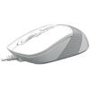 Mouse A4tech, PC sau NB, cu fir, USB, optic, 1600 dpi, butoane/scroll 4/1, buton selectare viteza, Alb/Gri