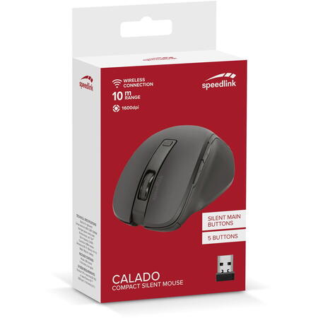 Mouse SpeedLink CALADO, wireless, max. 1.600 DPI, 5 butoane, nano USB, optic, Negru
