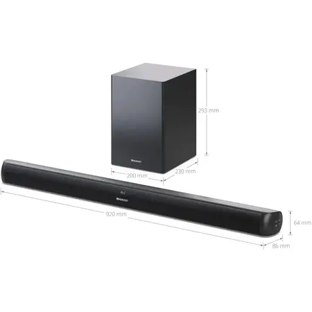 Soundbar Sharp HT-SBW202, 2.1, 200W, Bluetooth, HDMI, Negru