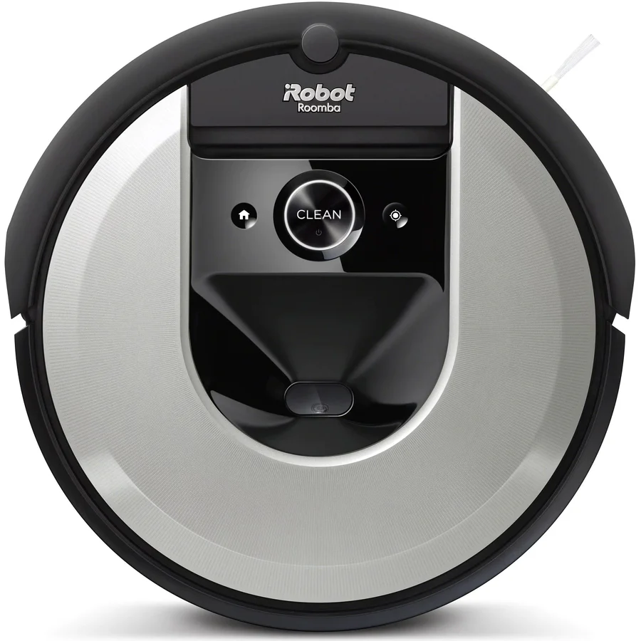 Robot aspirator iRobot Roomba i7 (i7156), Li-ion, Consum 26Wh, Putere 10x, 10 harti, Bariere virtuale, Golire automata gunoi, WiFi, App, Alexa&Google, 3-Stage Cleaning System, Sistem aspirare mecanic+vacuum cu 2 perii, gri deschis