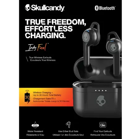 Casti Audio In Ear Skullcandy Indy Fuel, True Wireless, Bluetooth, Microfon, Autonomie 30 ore, True Black