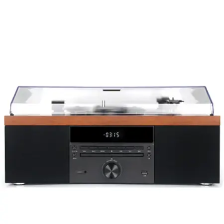 Pick-up stereo cu difuzoare incorporate AKAI ATT-14BT, Bluetooth, CD, Radio FM, retro style